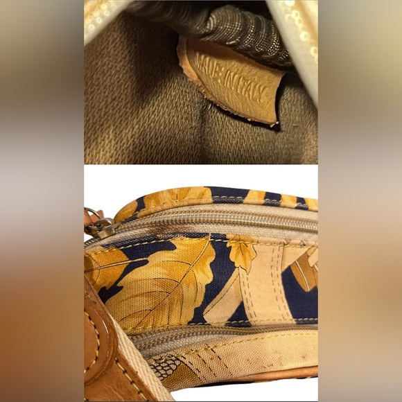 LOEWE Vintage Rare Botanical Pattern Cotton & Leather Authentic Crossbody Bag - Picture 5 of 7